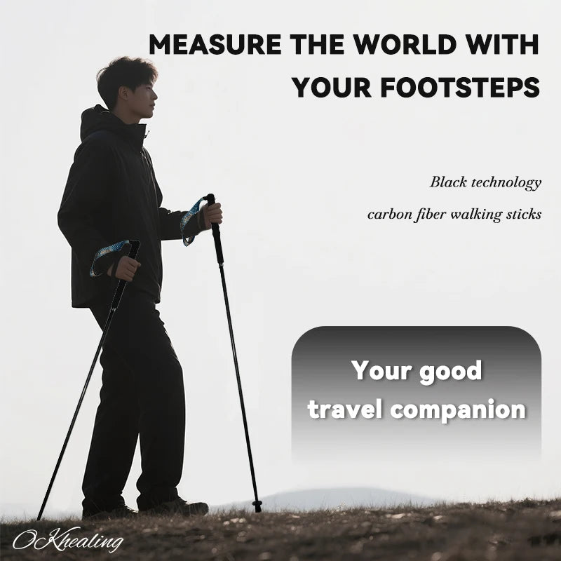 Local + Carbon City Walking Running Sticks Lightweight T800 Carbon Fiber Collapsible Telescopic Pole Hiking Cane Trekking Poles