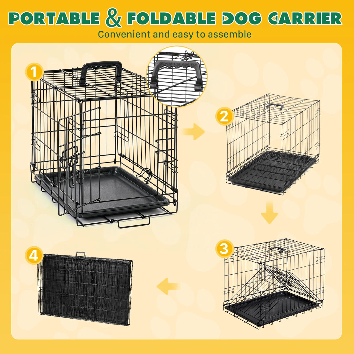 18 Inch Single-Door Dog Crate Metal Pet Kennel with Secure Lock Foldable Removable Tray for Easy Cleaning Portable Puppy Cage for Small Dogs