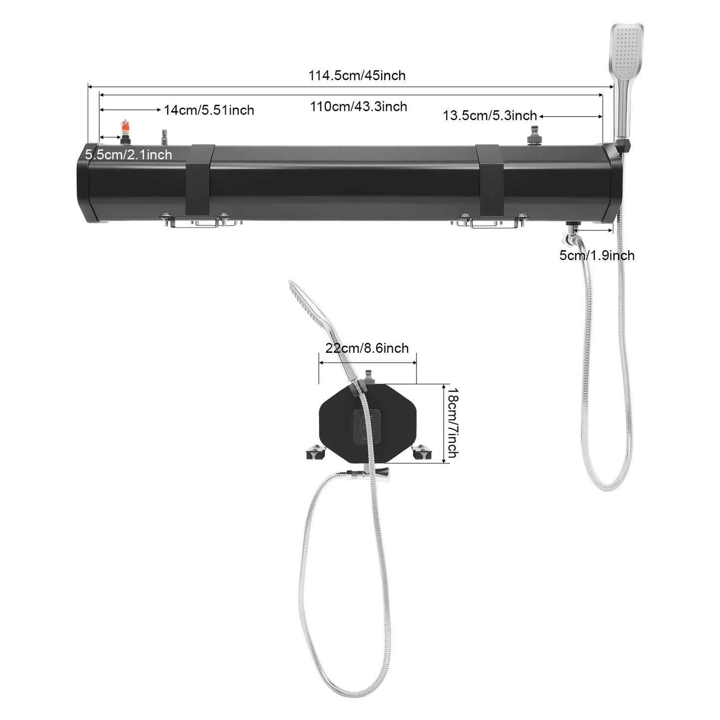 30L Portable Water Tank for Camping, Roof Rack Mount Road Shower, Outdoor Activities Water Supply for Freshwater Washing