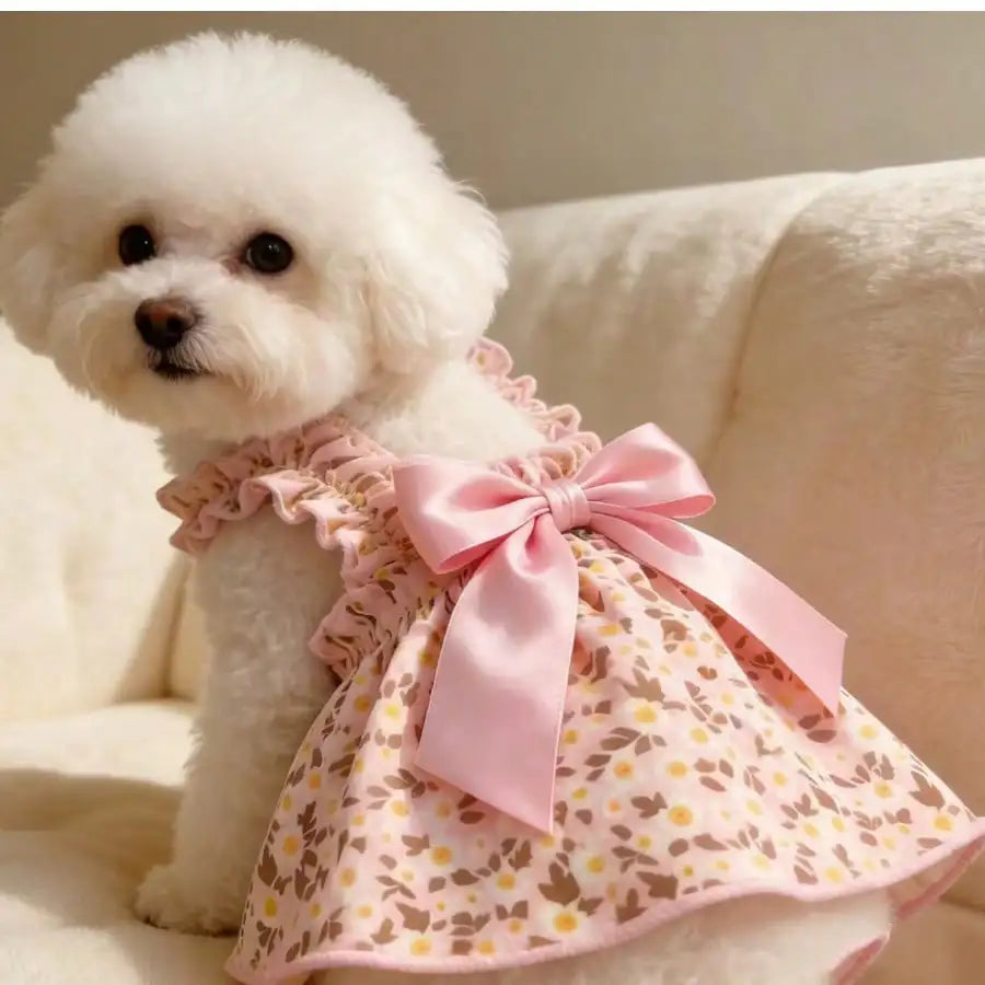 1pc Romantic Ditsy Floral Sleeveless Dress For Small Dogs & Cats, Breathable Lightweight Elegant Princess Style, Suitable For Spring & Summer