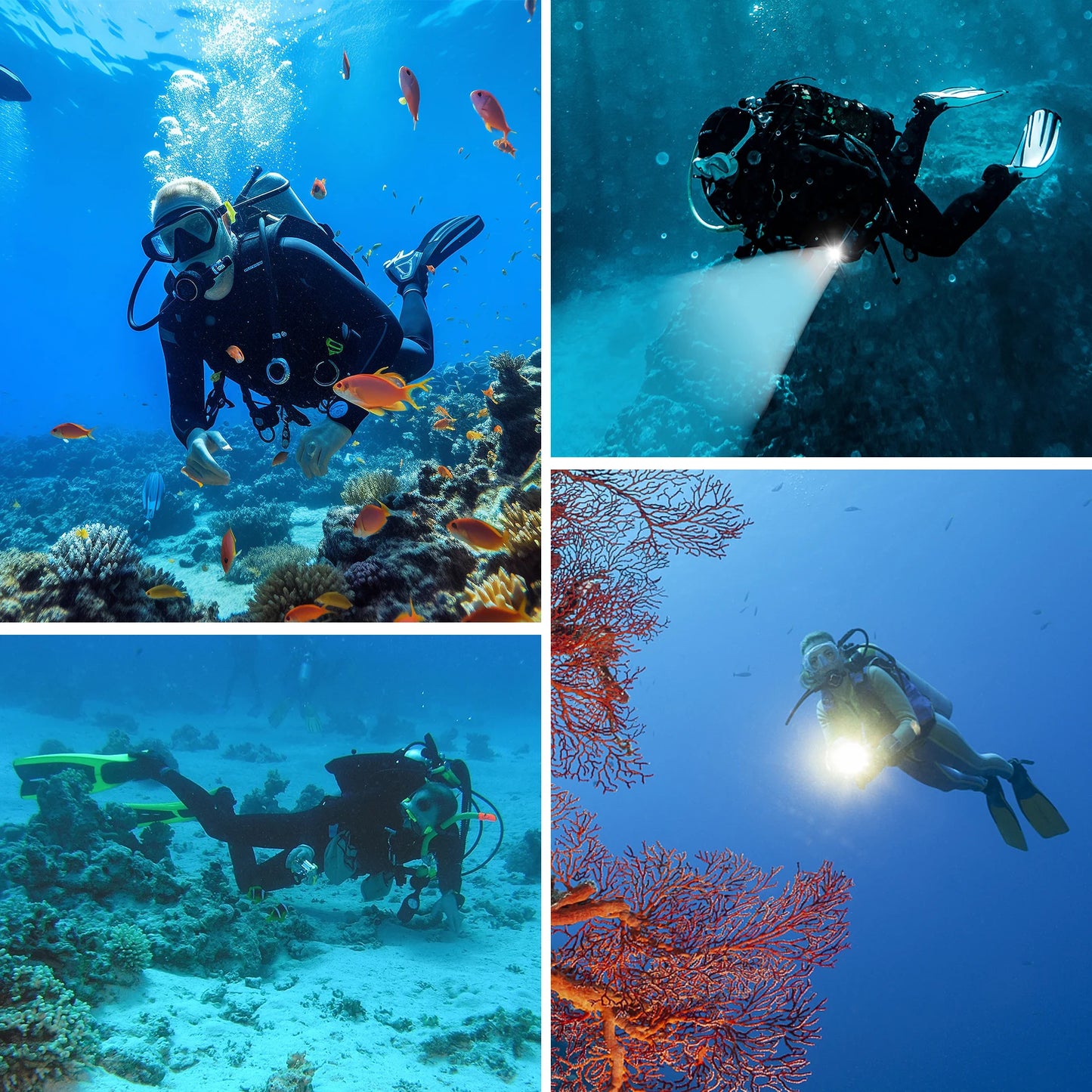 DL08 Powerful 3600lm Flashlight 21700 Rechargeable Diving Light with Rotary Magnetic Switch 6500K Underwater Torch IP68