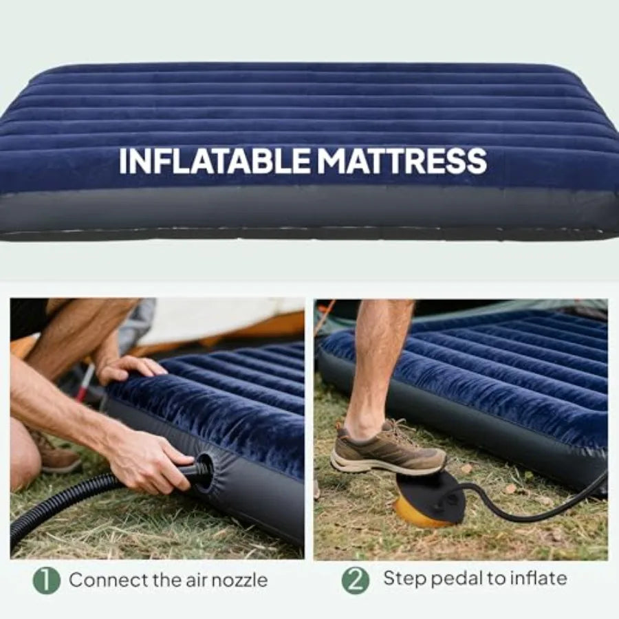 2 Person Cot Tent, 4-in-1 Elevated Tent Camping Bed Combo with Air Mattress, Bed Cover, Foot Pump, Folding Off Ground Camp Cot