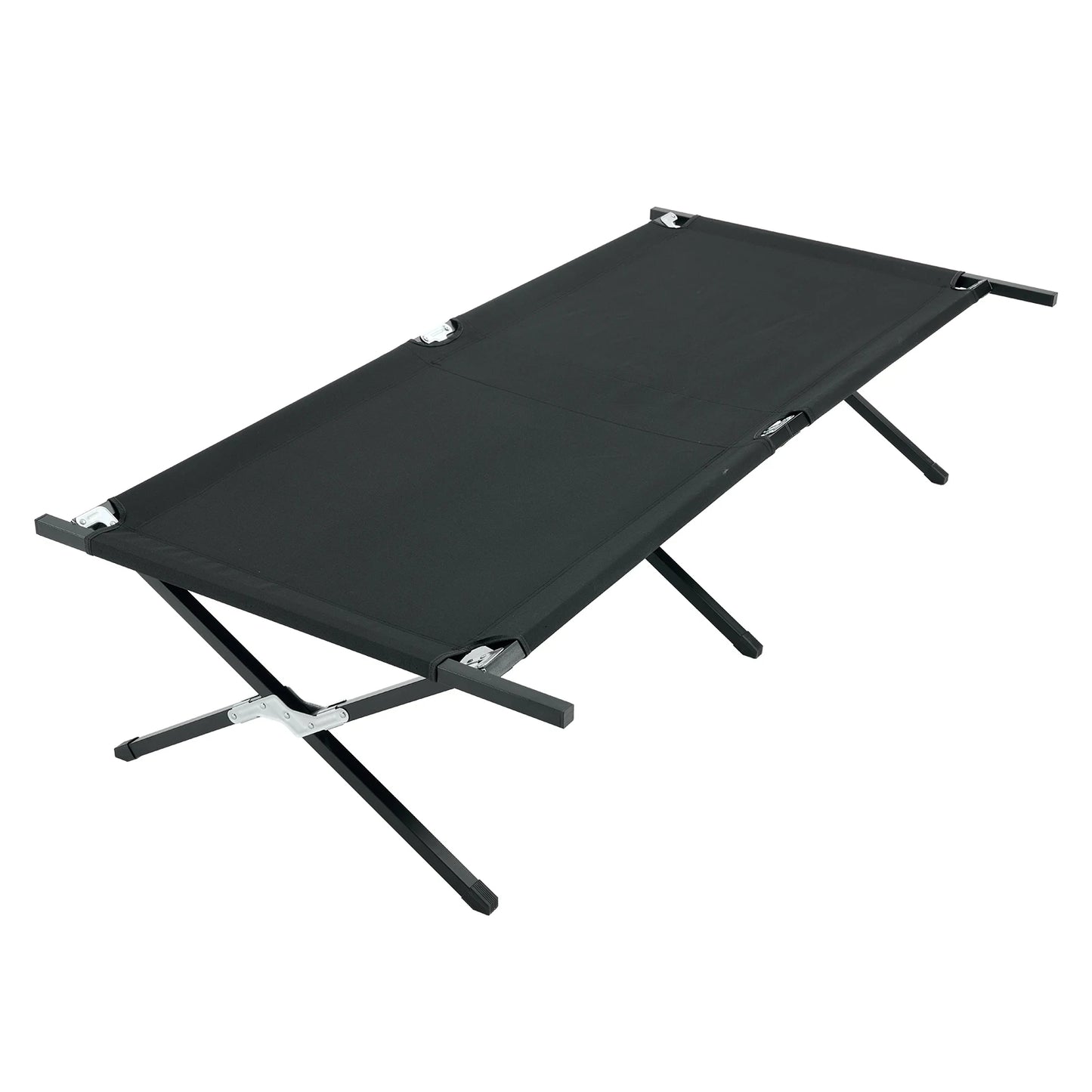 Portable Folding Camping Marching Bed 300 LBS Capacity Collapsible Camping Cot Lounge Chair 73" x 36" Sleeping Cot Sturdy Frame for Outdoor Makeshift Bed