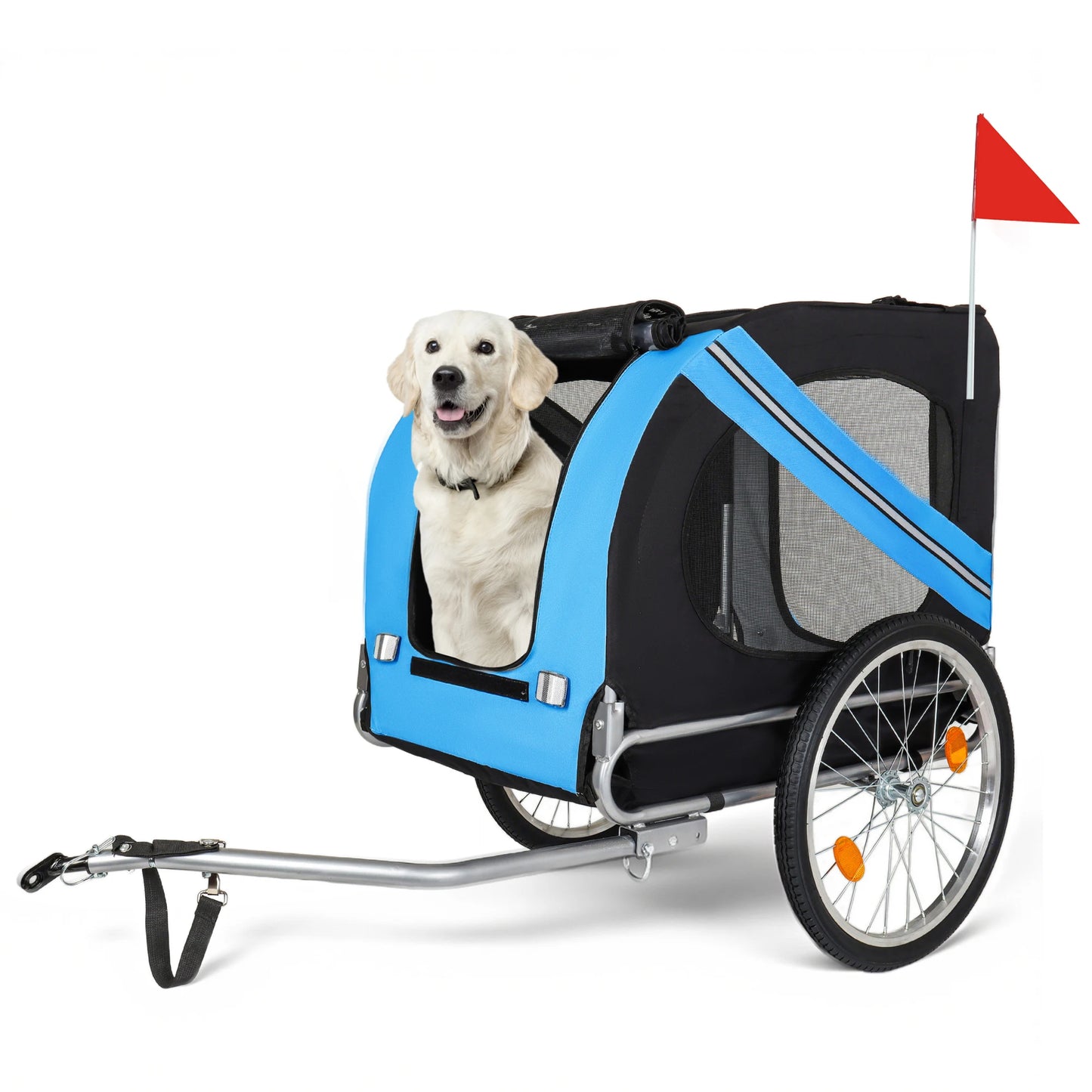 2-in-1 Bike Trailer & Push Cart for Pets - All-Terrain Pet Carrier & Durable Steel Frame, 66LB Capacity for Cycling, Camping