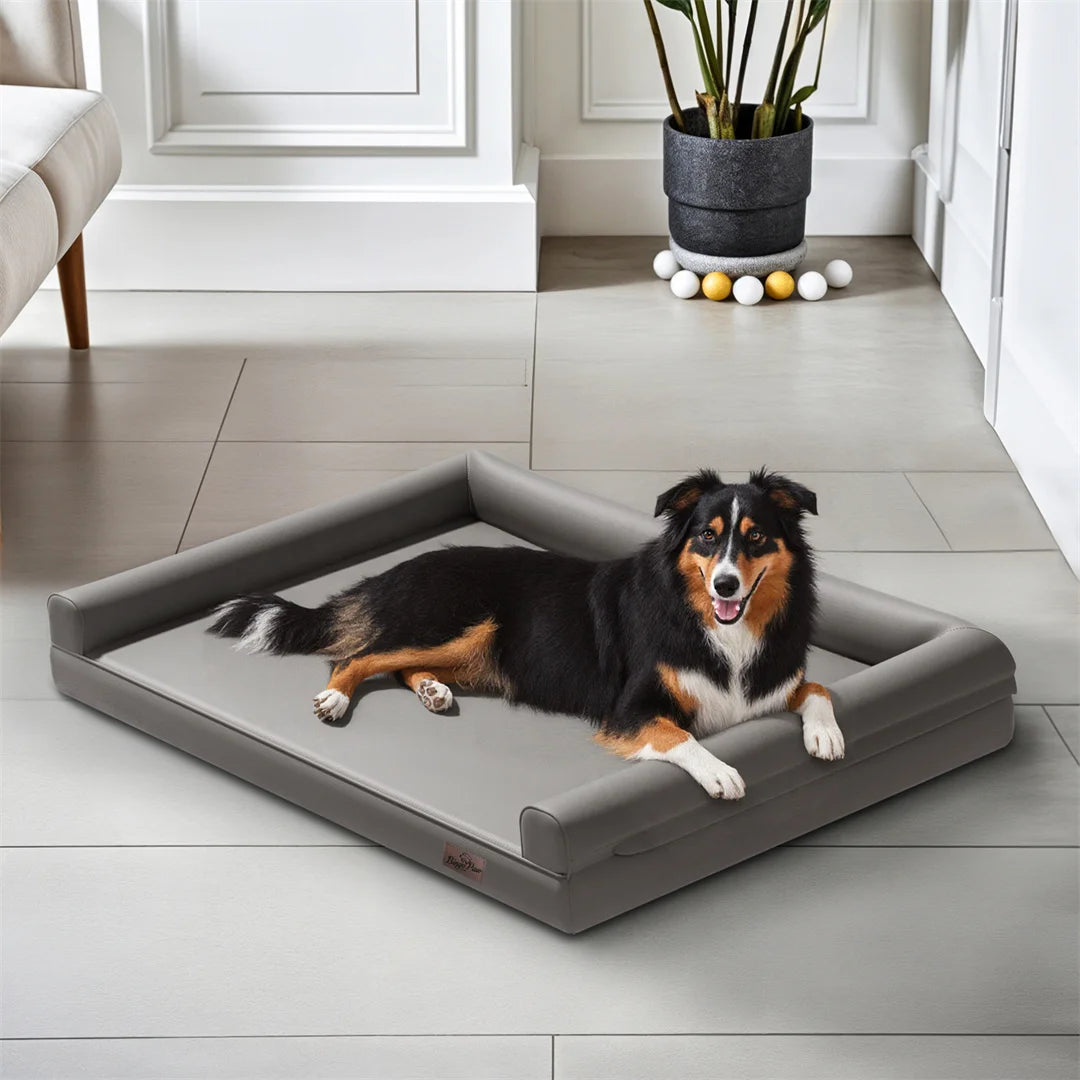 Large Dog Sofa Bed Indoor Pet Furniture Couch With Removable Microfiber Leather Cover Comfortable Soft Sofa for Pets