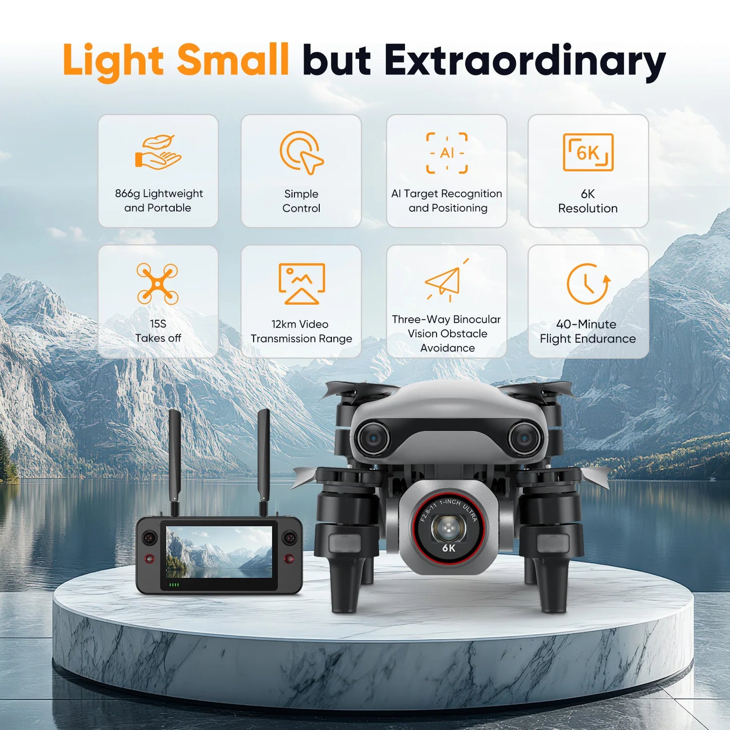 EVO Lite 640K Enterprise Drone 1'' CMOS 16x Digital Zoom Mapping Surveying Search and Rescue IP43 Smart Controller