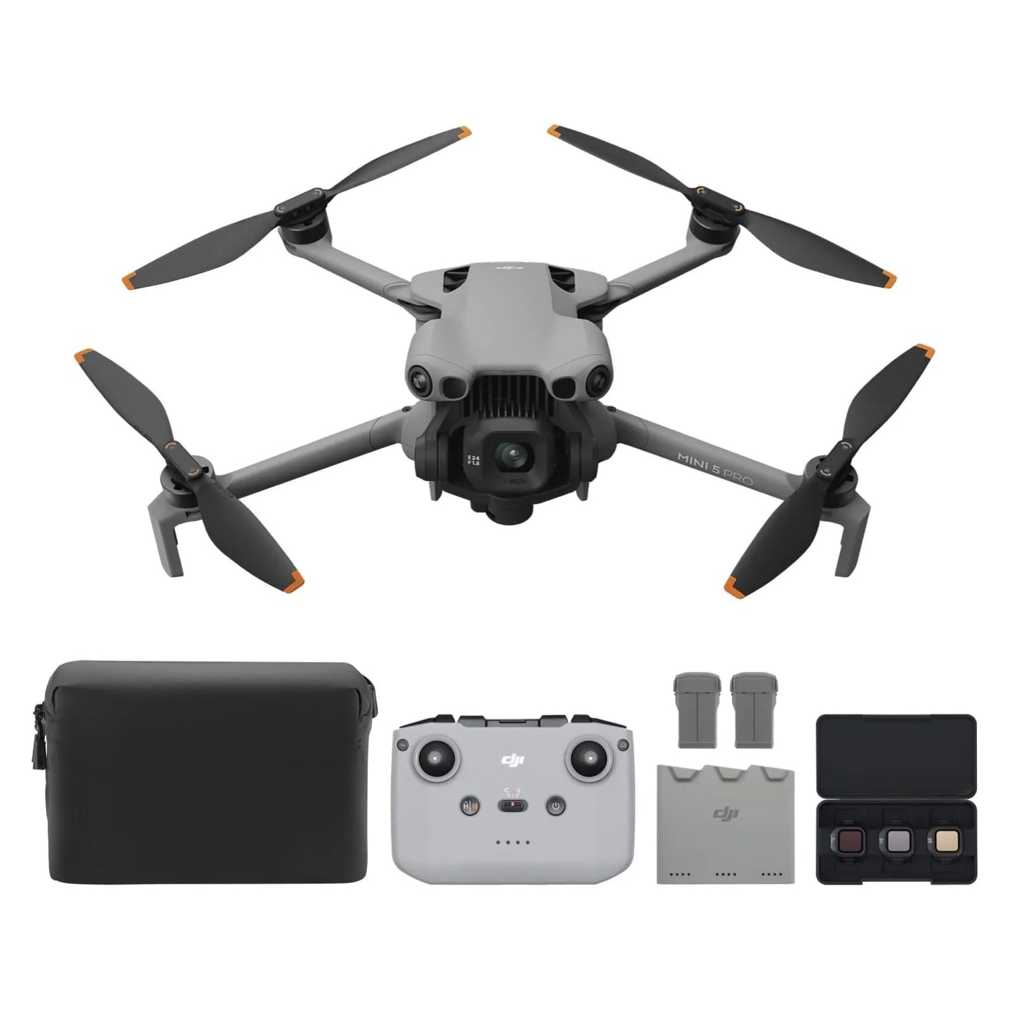 Mini 5 Pro Fly More Combo with DJI RC-N3, Drone with Camera, 1-Inch CMOS, 4K Drone for Beginners with Omnidirectional Obstacle Sensing, ActiveTrack 360°, 225° Gimbal Rotation, 3 Batteries