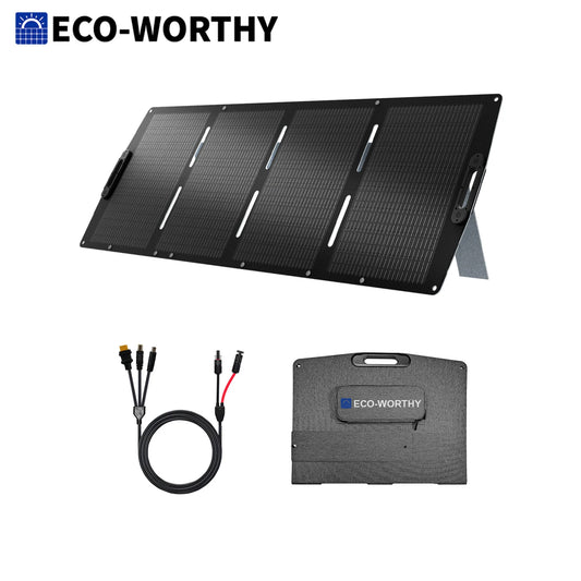 200W Portable Solar Panel for Power Stations, IP65 Waterproof & Lightweight with Adjustable  Kickstand for Off Grid