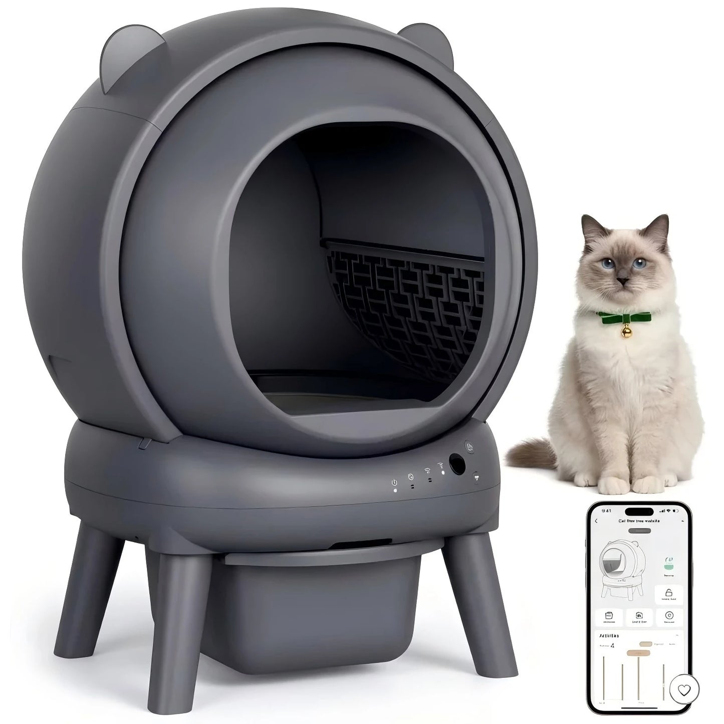 Self-Cleaning Cat Litter Box Smart Automatic Litter Box for Multiple Cats Large Capacity Self-Cleaning Design with App Control