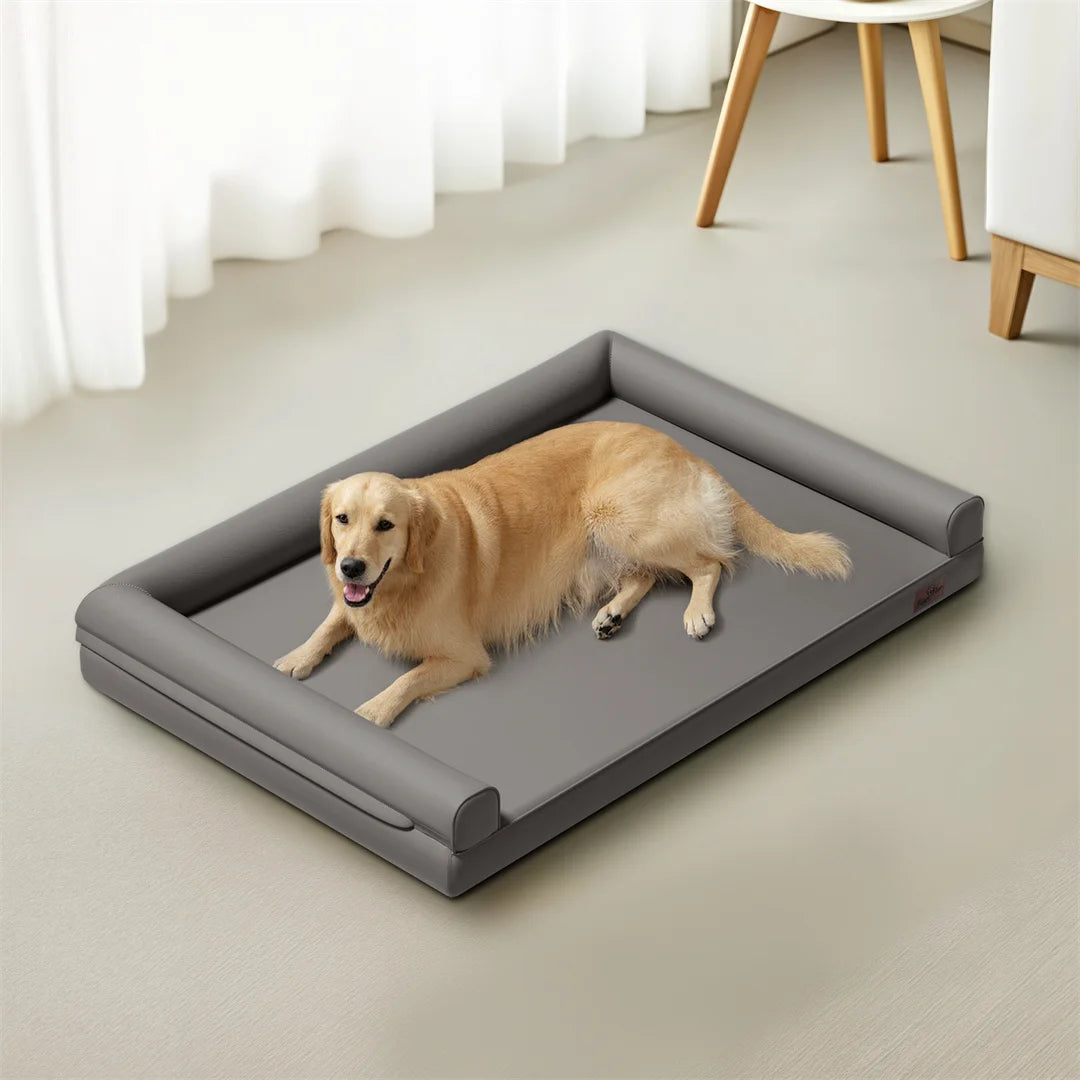 Large Dog Sofa Bed Indoor Pet Furniture Couch With Removable Microfiber Leather Cover Comfortable Soft Sofa for Pets
