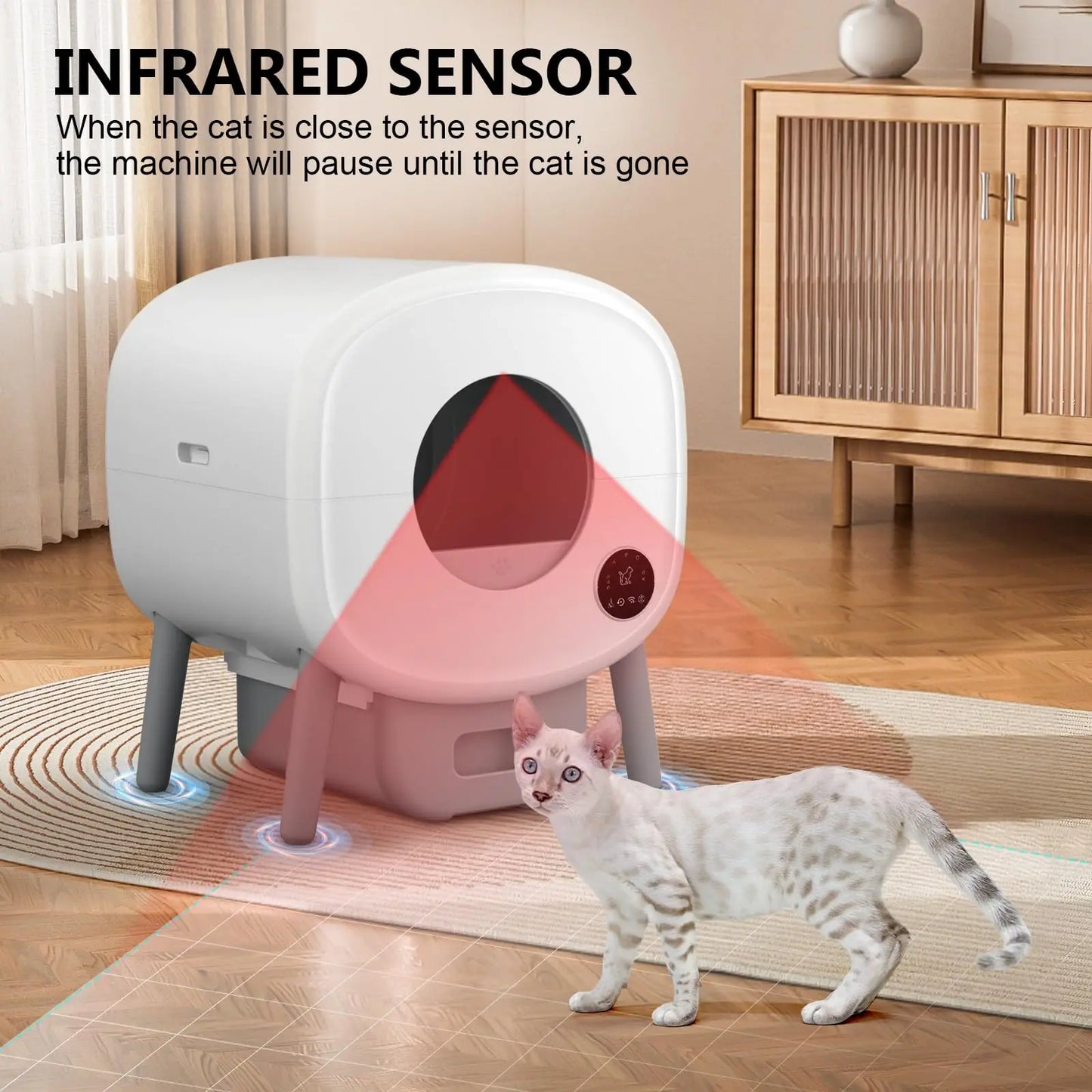 Smart Self-Cleaning Cat Litter Box, Large Capacity Automatic Cat Litter Box with App Control & Safety Protection for Multi-Cat
