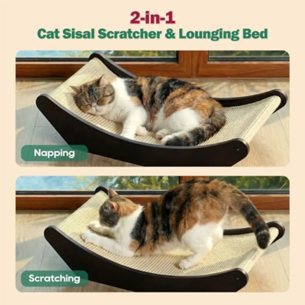 Sisal 2-in-1 Cat Scratcher & Lounging Bed (Dark Stained, M)