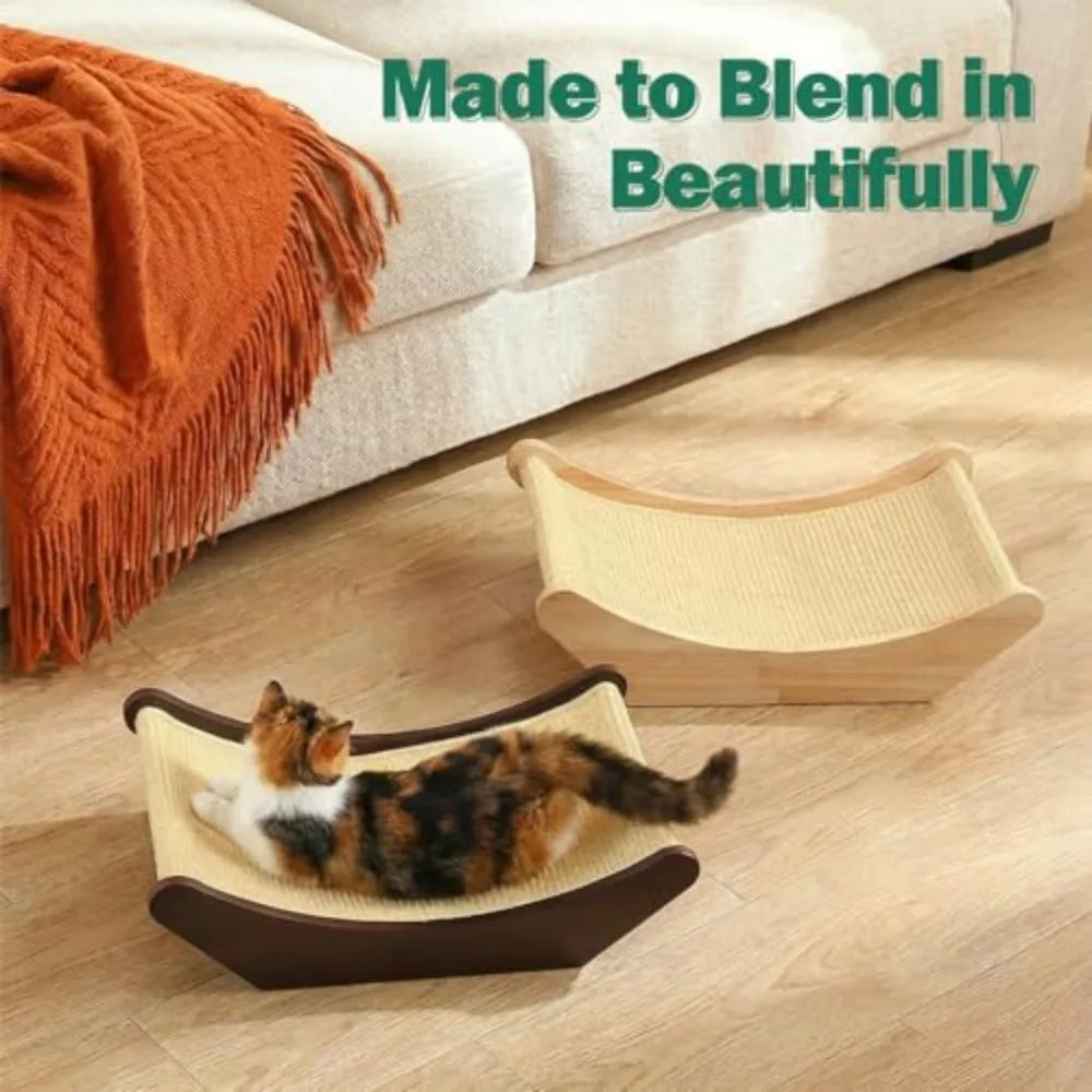 Sisal 2-in-1 Cat Scratcher & Lounging Bed (Dark Stained, M)