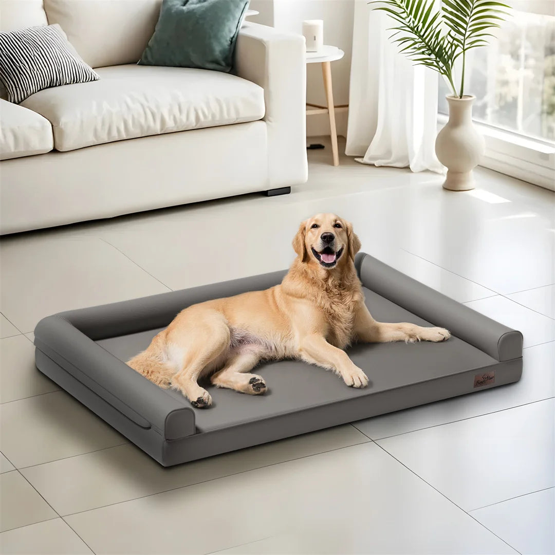 Large Dog Sofa Bed Indoor Pet Furniture Couch With Removable Microfiber Leather Cover Comfortable Soft Sofa for Pets