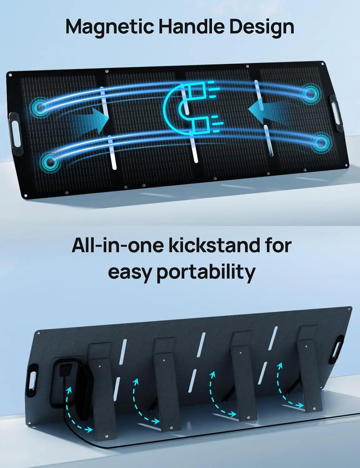 200W Portable Solar Panel for Power Stations, IP65 Waterproof & Lightweight with Adjustable  Kickstand for Off Grid