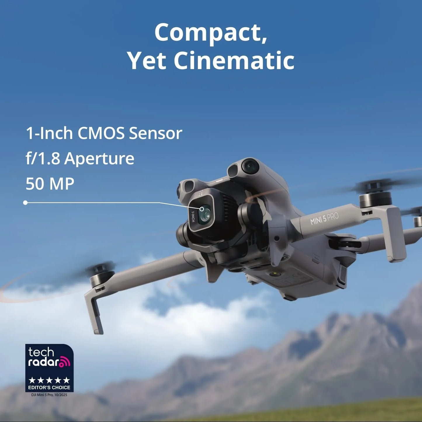 Mini 5 Pro Fly More Combo with DJI RC-N3, Drone with Camera, 1-Inch CMOS, 4K Drone for Beginners with Omnidirectional Obstacle Sensing, ActiveTrack 360°, 225° Gimbal Rotation, 3 Batteries