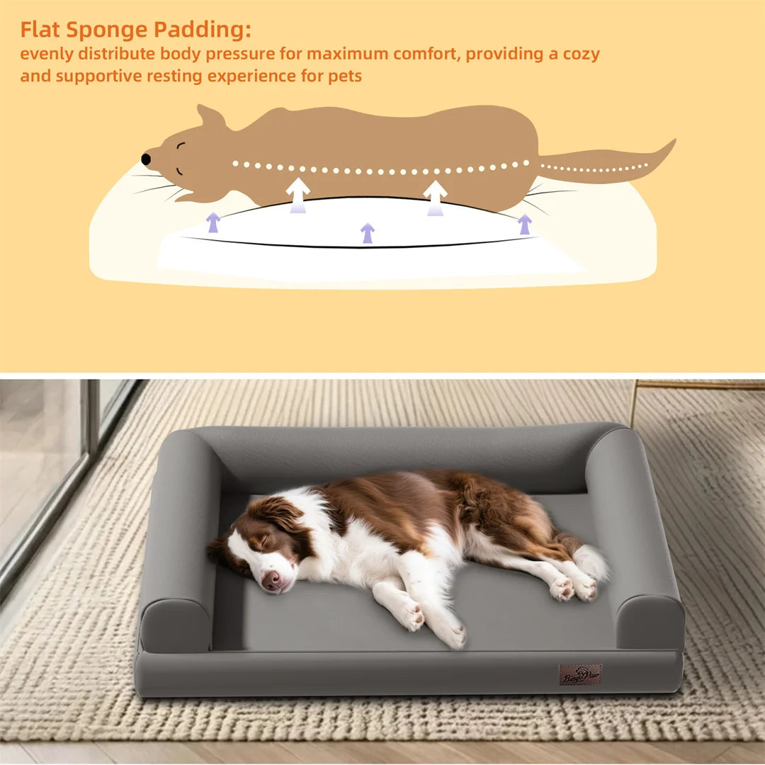 Large Dog Sofa Bed Indoor Pet Furniture Couch With Removable Microfiber Leather Cover Comfortable Soft Sofa for Pets