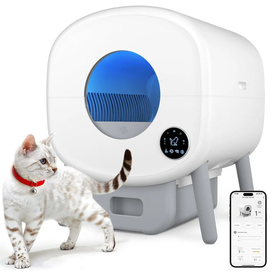 Smart Self-Cleaning Cat Litter Box, Large Capacity Automatic Cat Litter Box with App Control & Safety Protection for Multi-Cats