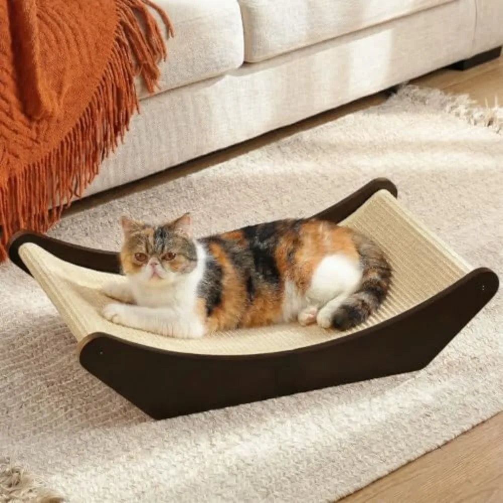 Sisal 2-in-1 Cat Scratcher & Lounging Bed (Dark Stained, M)