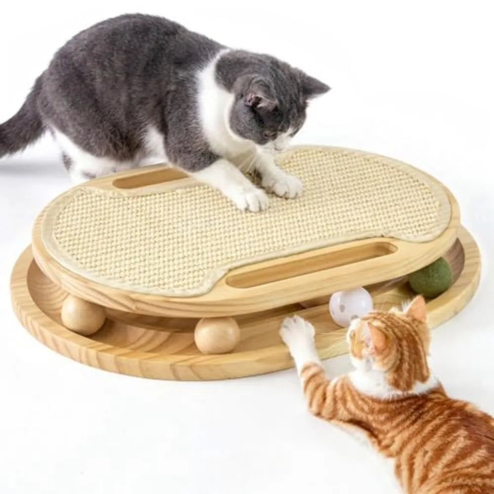 Cat Scratcher with Ball Track Toy, Sisal Scratch Pad for Indoor Use