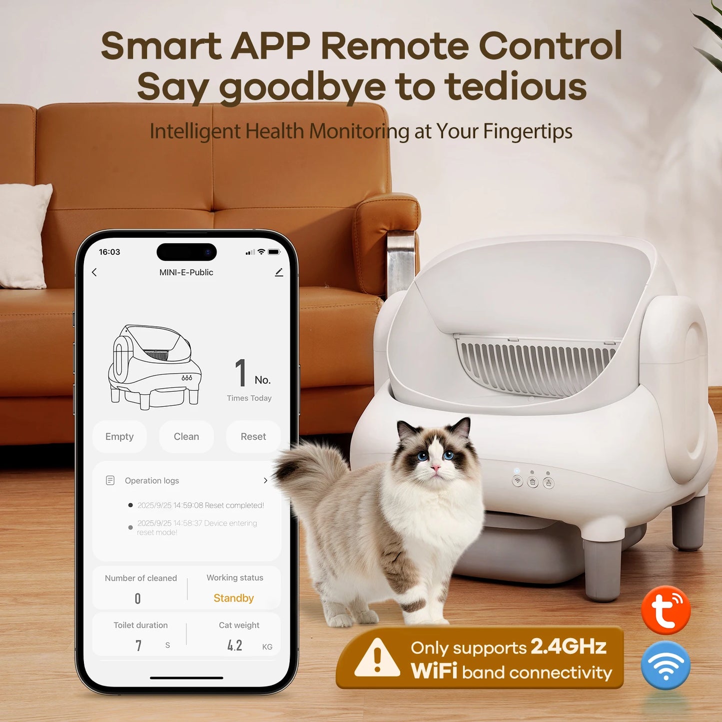 Open Top Self-Cleaning Cat Litter Box, Automatic Smart Litter Box with App Control for Multiple Cats
