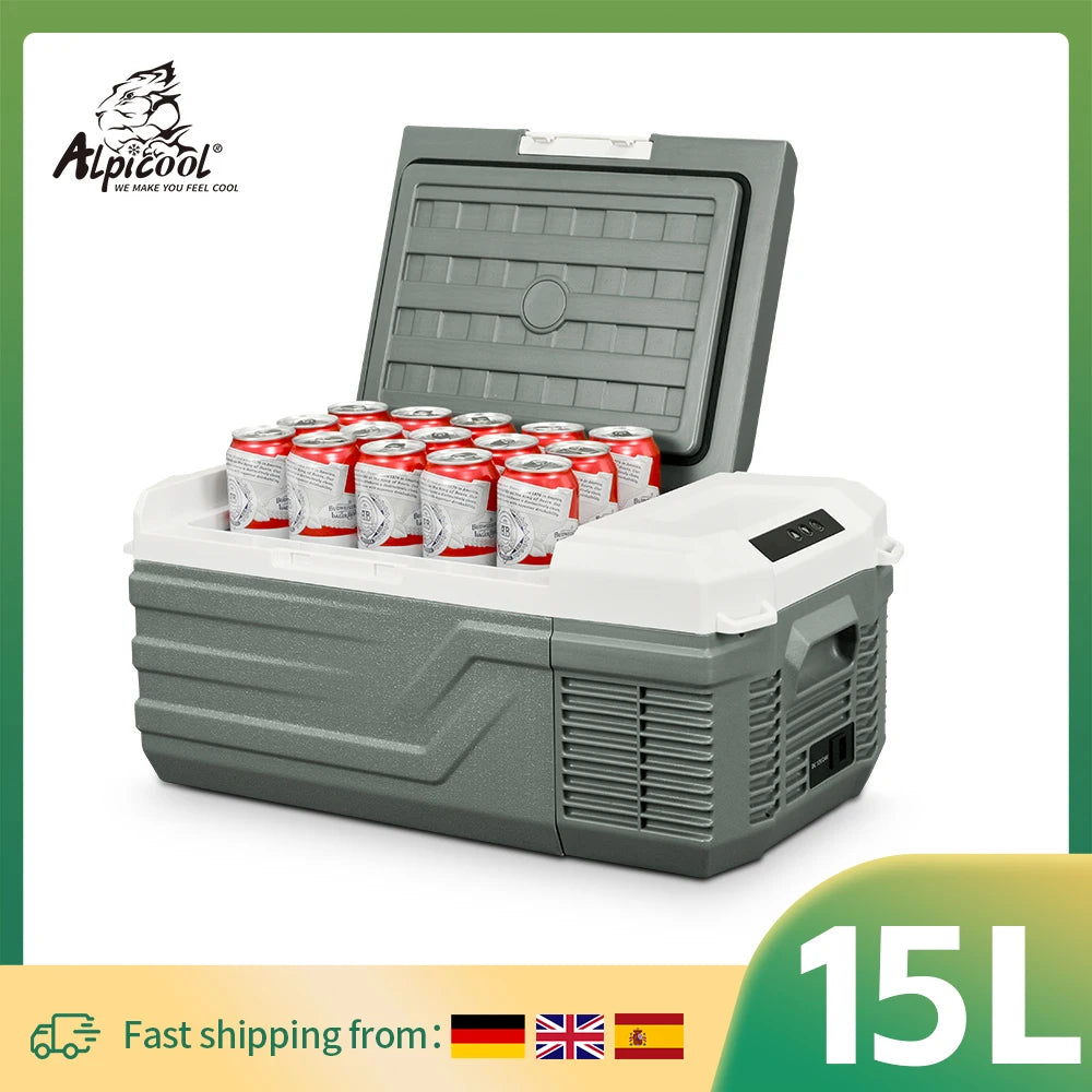 NL15 15L Portable Car Refrigerator 12 Volt Mini Fridge Freezer 12/24V DC 100-240V AC Cooler Ice Box for Truck Camping