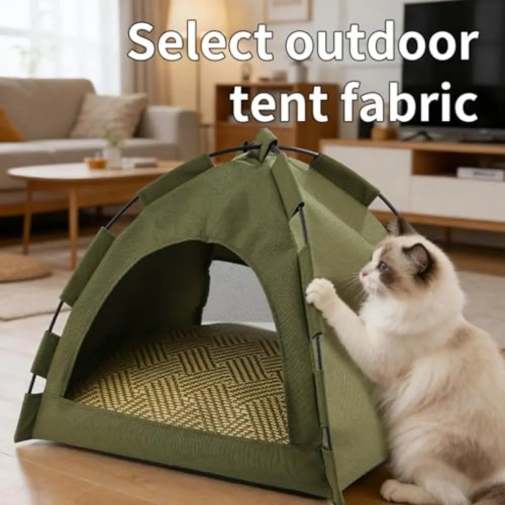 Outdoor Pet Tent Semi-Enclosed Portable Shelter for Cat Dog Garden Backyard All-Season Removable Washable Large Size