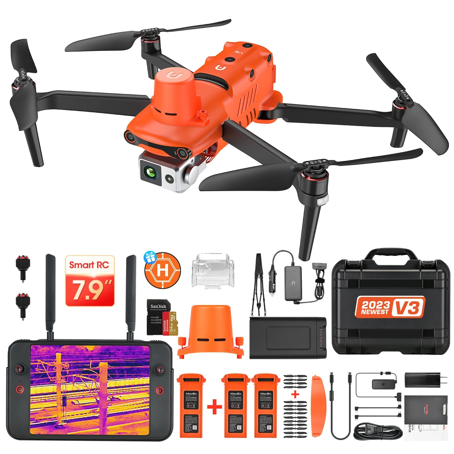 Robotics EVO II Dual 640T RTK V3 Drone Real-time Centimeter-Level Positioning Remote ID S-ony 1'' 6K/30fps HDR Mapping