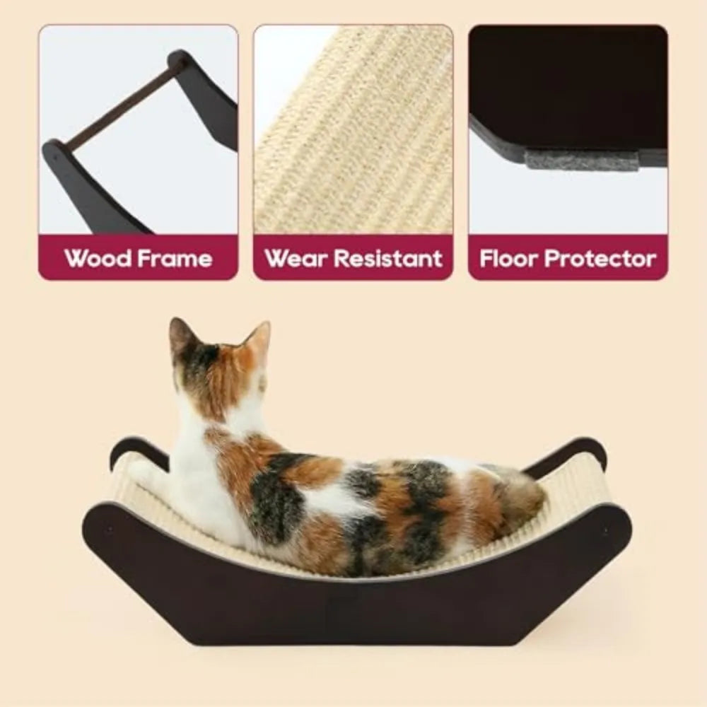 Sisal 2-in-1 Cat Scratcher & Lounging Bed (Dark Stained, M)