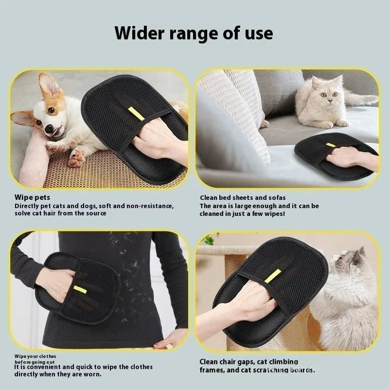 Pet Hair Remover Glove Reusable Electrostatic Grooming Tool For Dogs Cats Removes Fur From Furniture Clothes Carpet Car