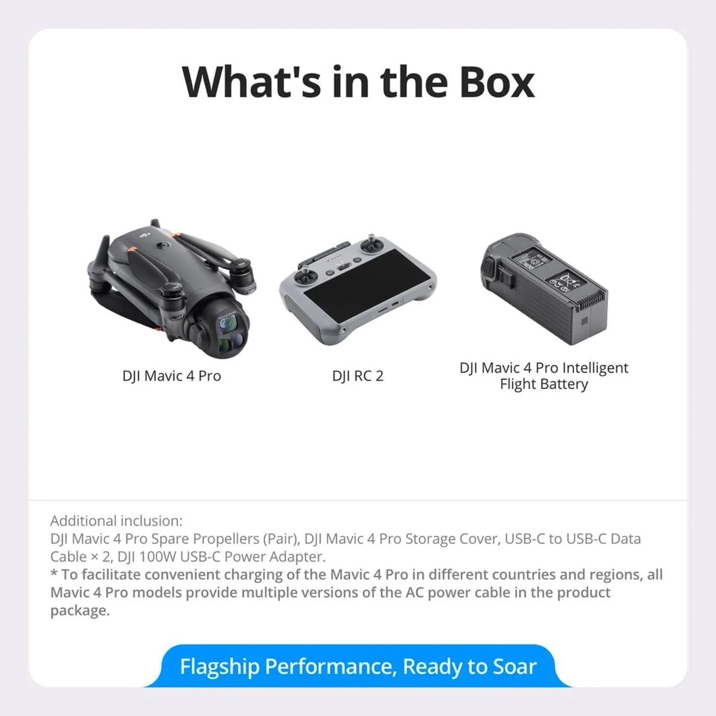 Mavic 4 Pro Drone with RC 2, Flagship Tri-Camera Drone with 100MP 4/3 CMOS Hasselblad Camera, for Professionals, 30km/18.6mi Video Transmission, 51-Min Max Flight Time