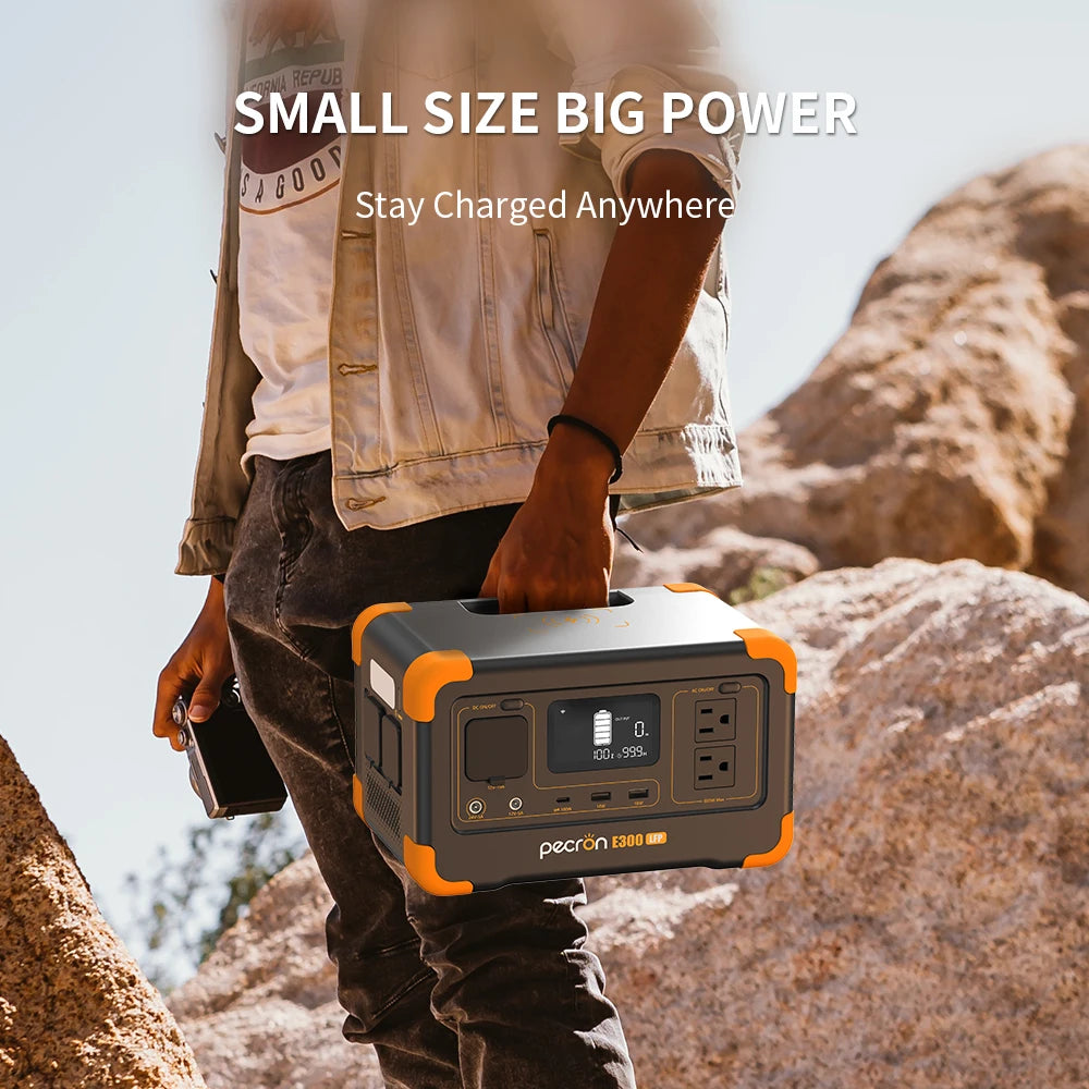 E300LFP Portable Power Station 600W 288Wh LiFePO4 Battery Solar Generator Power Bank Fast Charging for Home, RV, Camping
