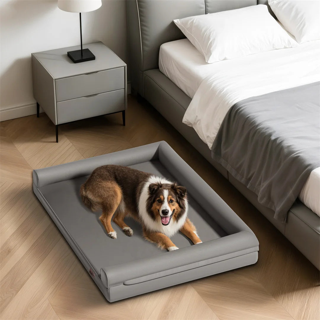 Large Dog Sofa Bed Indoor Pet Furniture Couch With Removable Microfiber Leather Cover Comfortable Soft Sofa for Pets