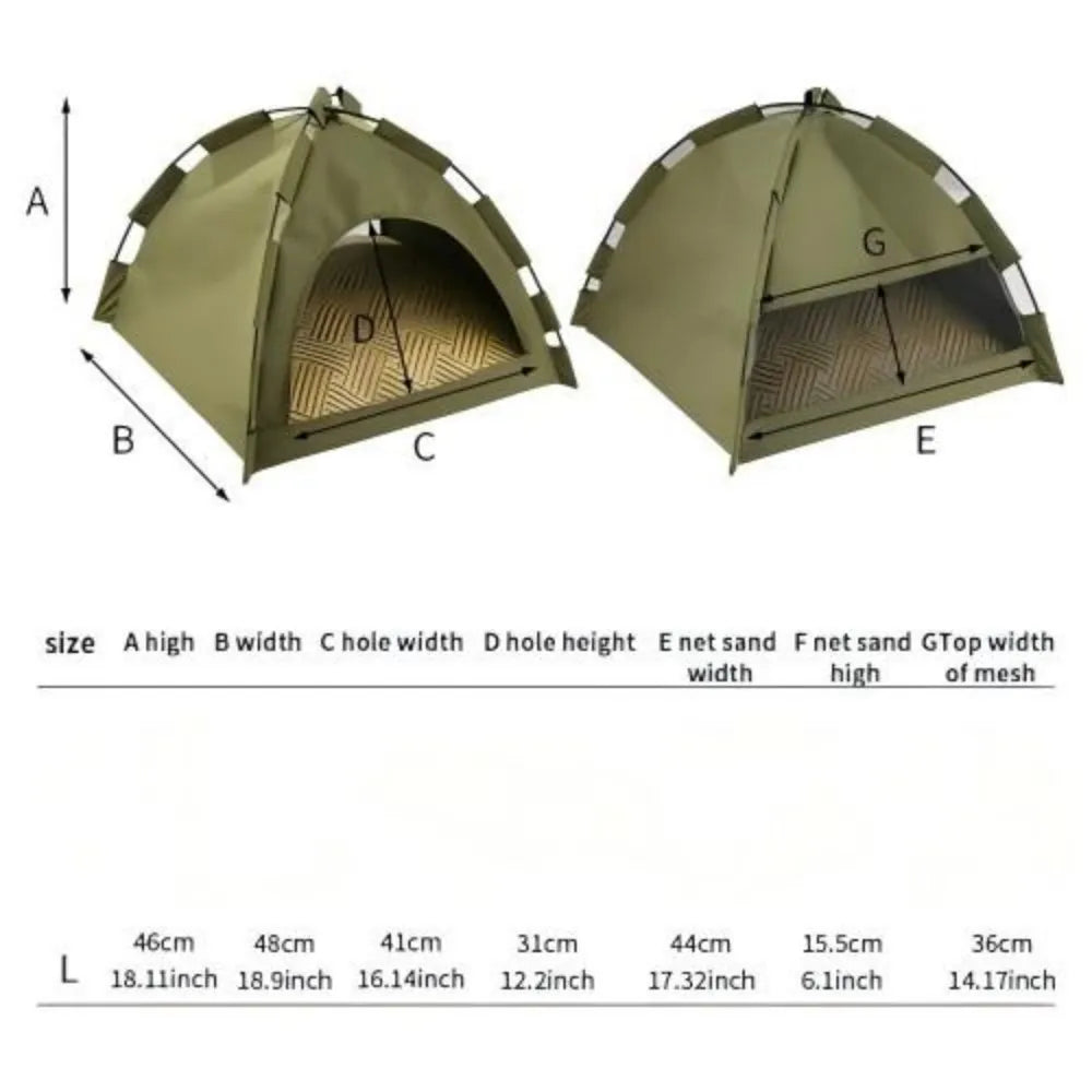 Outdoor Pet Tent Semi-Enclosed Portable Shelter for Cat Dog Garden Backyard All-Season Removable Washable Large Size
