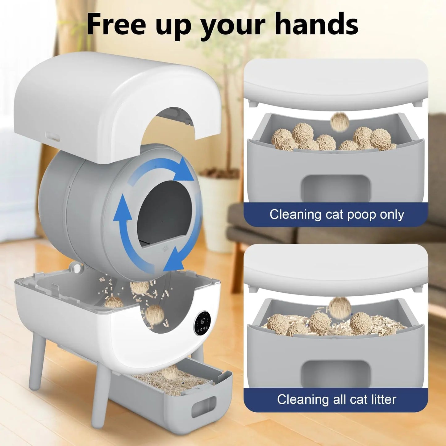 Smart Self-Cleaning Cat Litter Box, Large Capacity Automatic Cat Litter Box with App Control & Safety Protection for Multi-Cats