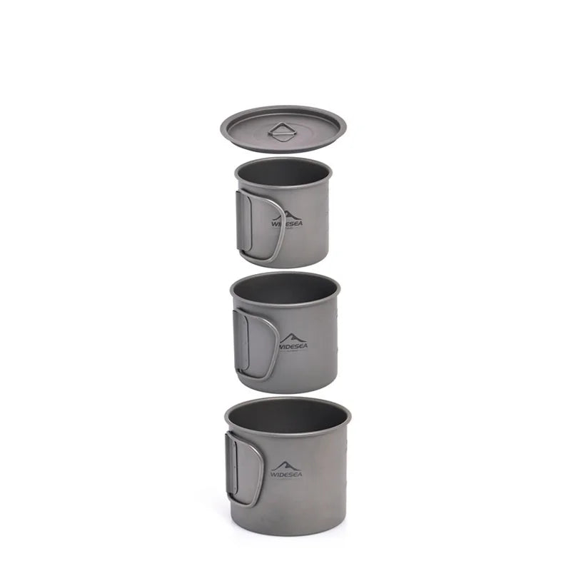 Camping Mug Titanium Cup Tourist Tableware Picnic Utensils Outdoor Kitchen Equipment Travel Cooking Set Cookware Hiking