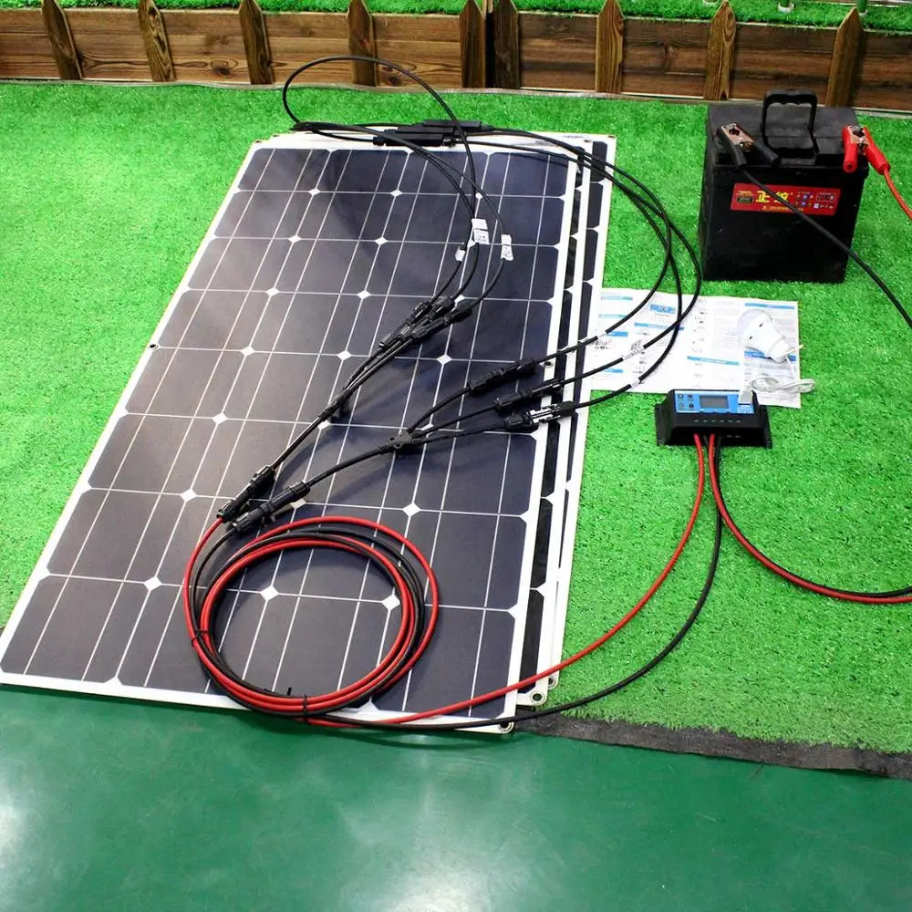 12v 100w 200w 300w High-Efficiency Monocrystalline Solar Cell Flexible Solar Panel Kit for 12 Volt Battery Camping
