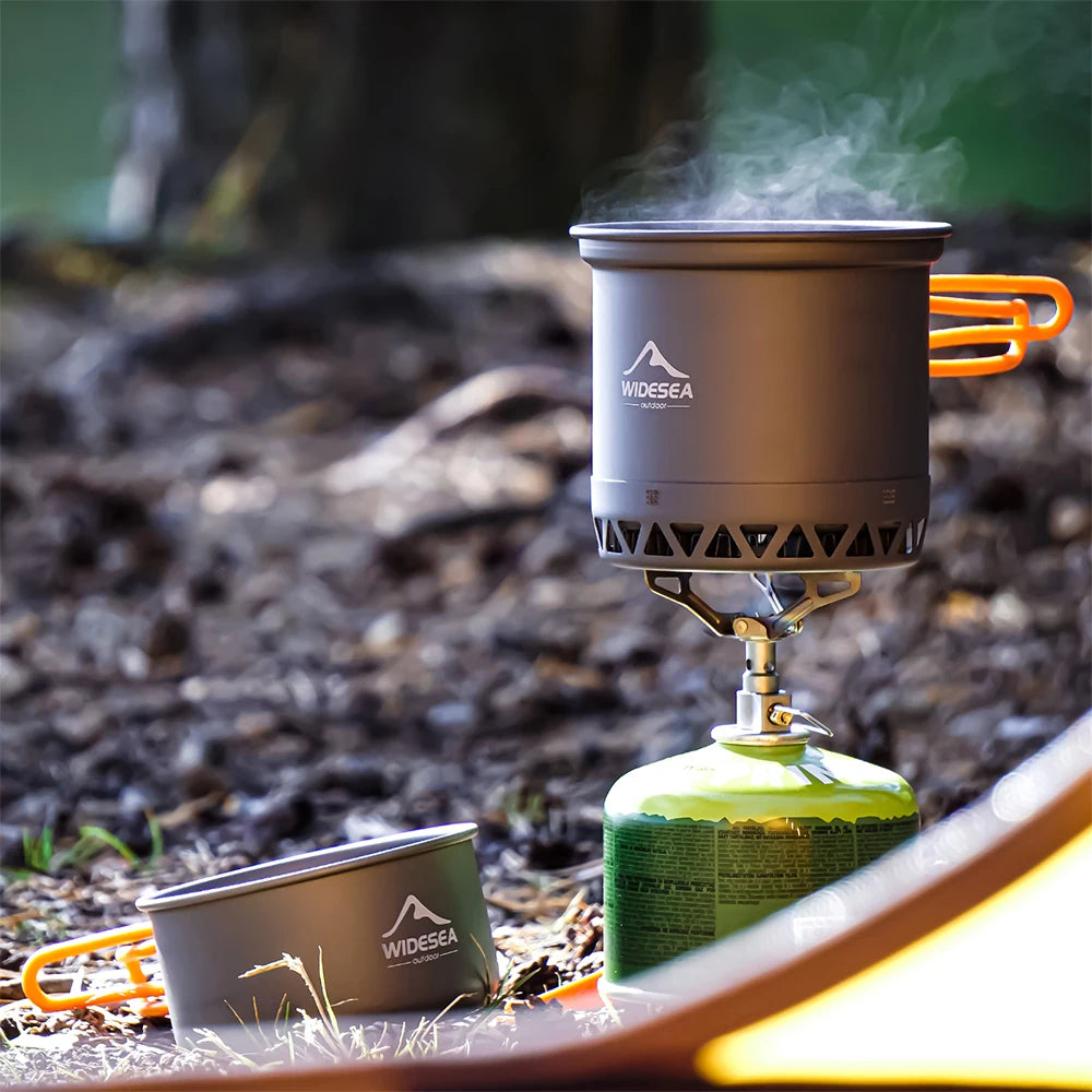 Camping 1.3L, 2.3L Cookware Outdoor Cooking Set Heat Cooker Travel Tableware Pot Kettle Tourist Kitchen Utensil Equipment