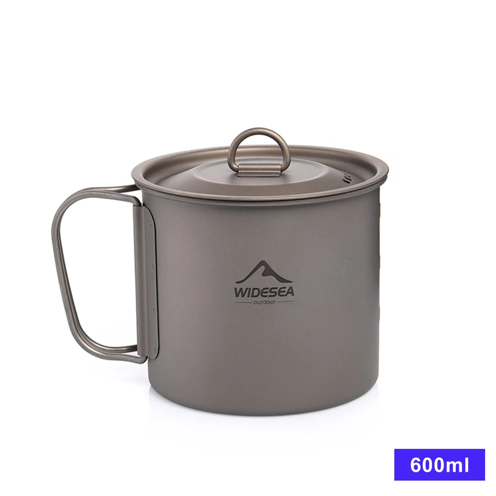 Camping Mug Titanium Cup Tourist Tableware Picnic Utensils Outdoor Kitchen Equipment Travel Cooking Set Cookware Hiking