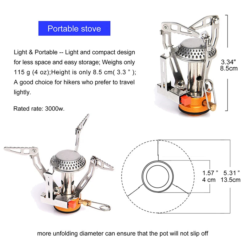Camping Cookware Set, Outdoor Tableware Equipment Supplies Burner Stove Folding Knife Fork Portable Pot Suit Tourism Cup