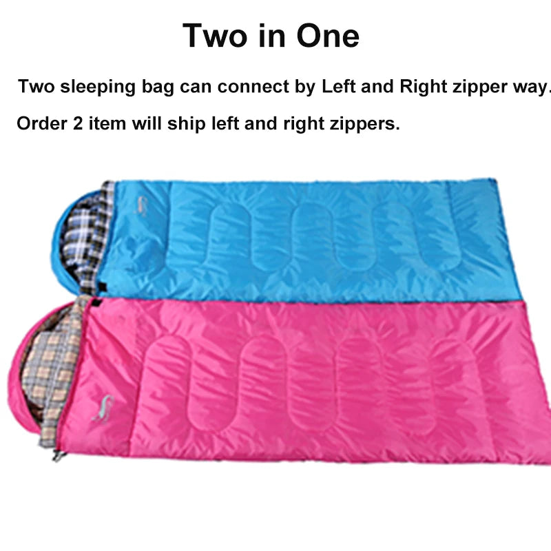 Soft Flannel Sleeping Bags with Pillow for Adult Kids Winter Sleeping Bag Warm Lining Hiking Camping Bags with Sack