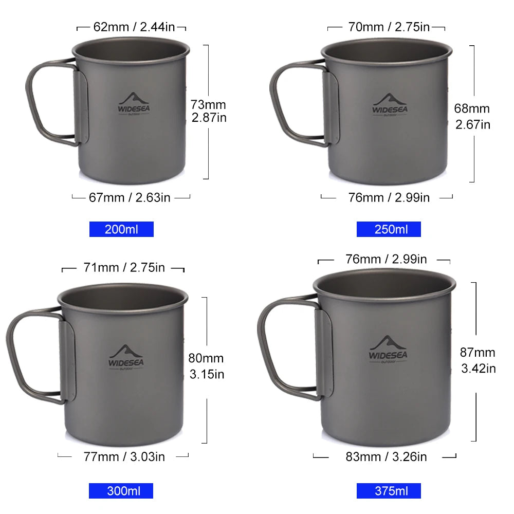 Camping Mug Titanium Cup Tourist Tableware Picnic Utensils Outdoor Kitchen Equipment Travel Cooking Set Cookware Hiking
