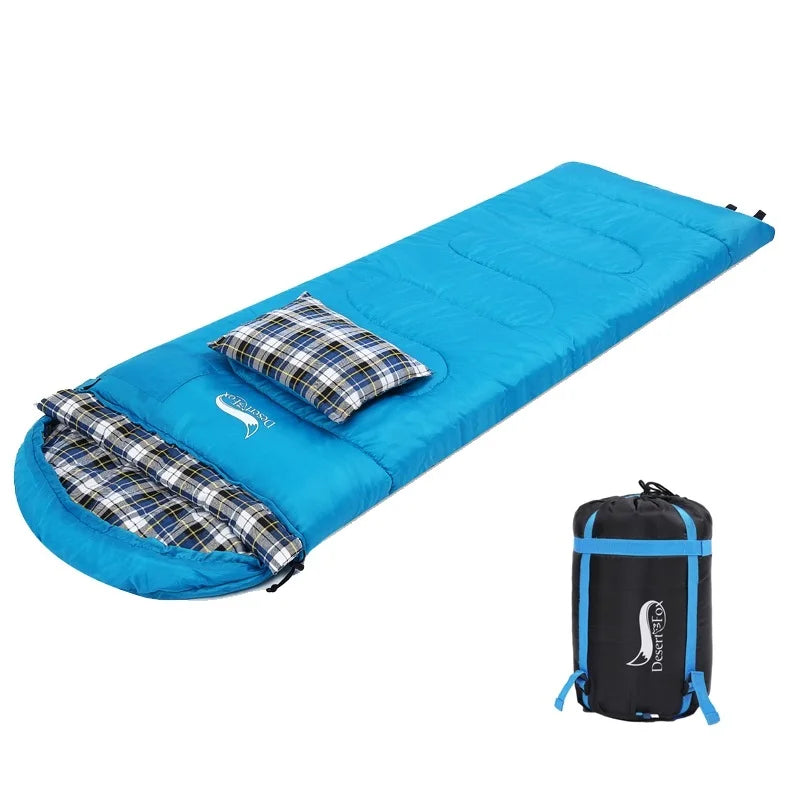 Soft Flannel Sleeping Bags with Pillow for Adult Kids Winter Sleeping Bag Warm Lining Hiking Camping Bags with Sack