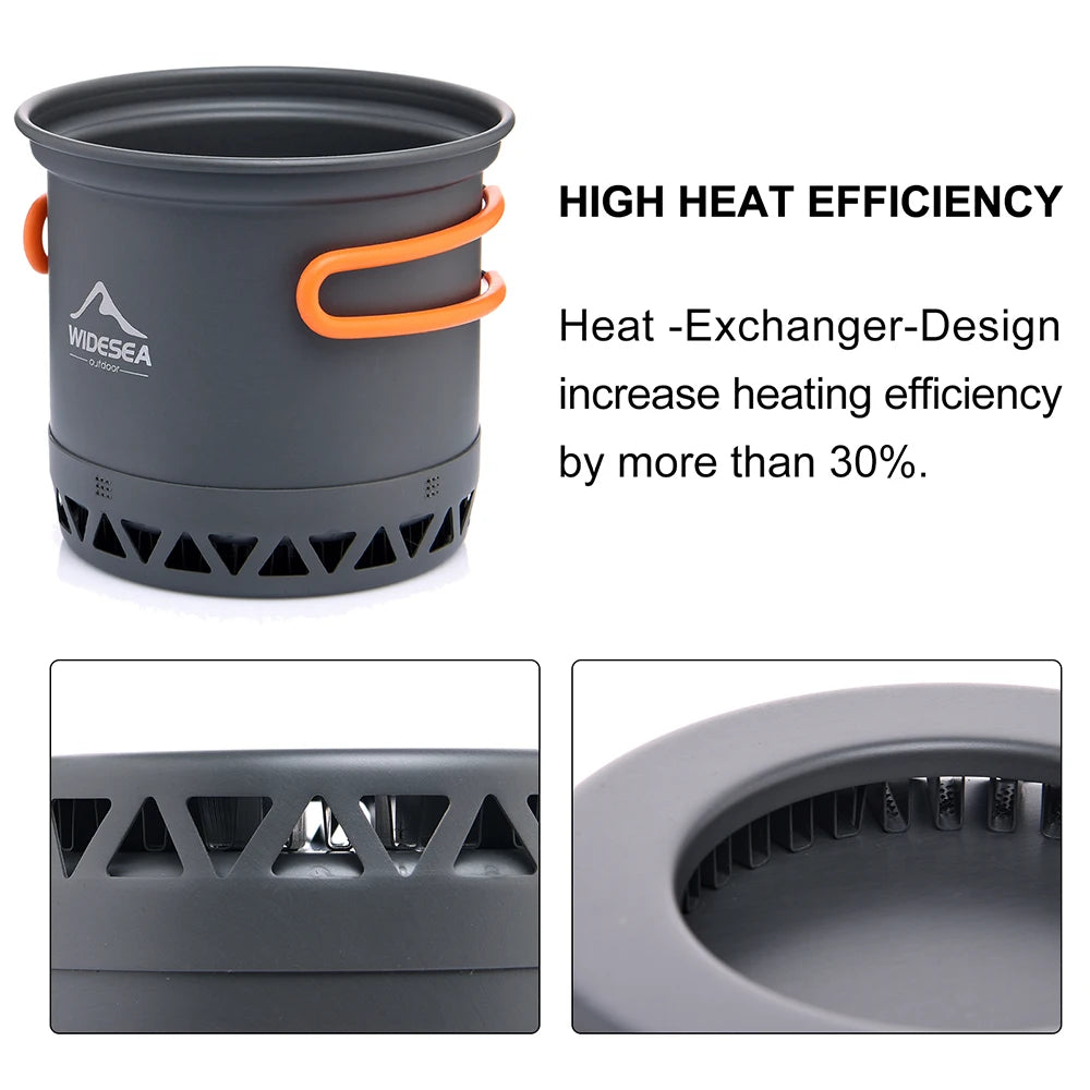 Camping 1.3L, 2.3L Cookware Outdoor Cooking Set Heat Cooker Travel Tableware Pot Kettle Tourist Kitchen Utensil Equipment
