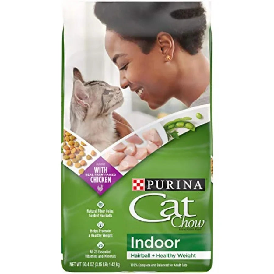 Indoor Healthy Weight and Hairball Dry Cat Food With Chicken - Pack of 4 3.15 lb. Bags