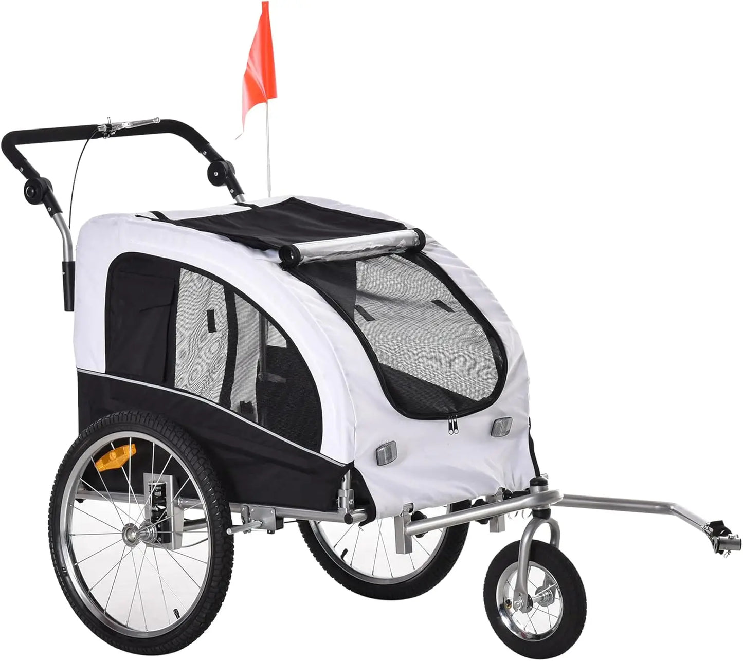 2-in-1 Pet Bike Trailer and Stroller with Canopy, Storage Pockets, and Smooth Ride for Medium Dogs
