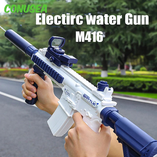 M416 Electric Water Gun Pistol 10M Long Range Portable Guns Children Pool Beach Outdoor Fight Shooting Toys for Kid Games