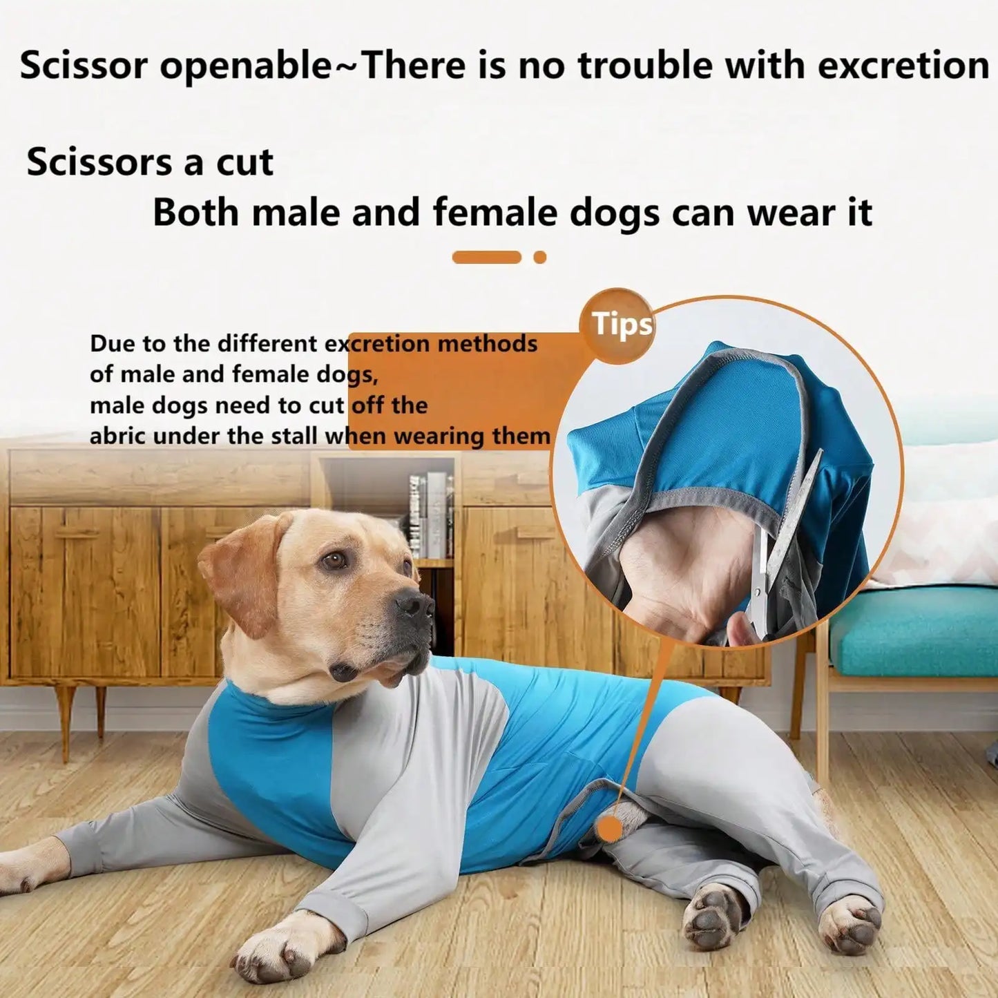 Labrador/Golden Retriever Post-Surgery Recovery Suit, Large Dog 4-Leg Anti-Shedding Sweater, Adjustable Potty Opening Unisex Design, Machine Washable, Suitable For Large Breed Dogs