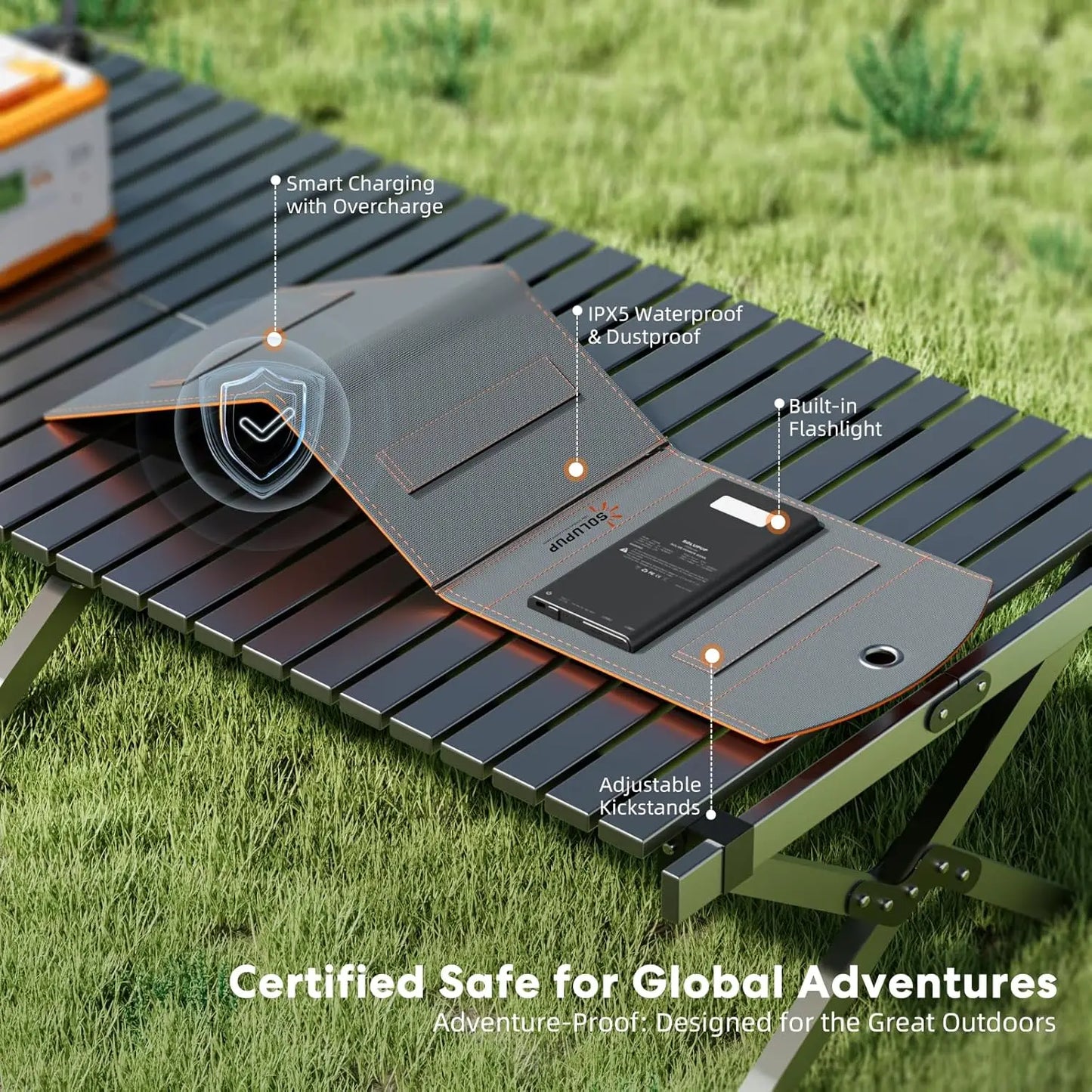 Solar Charger Power Bank 10000mAh, 30W Foldable Portable Solar Panel with Fast Charging, IPX5 Waterproof for Camping Outdoor Use