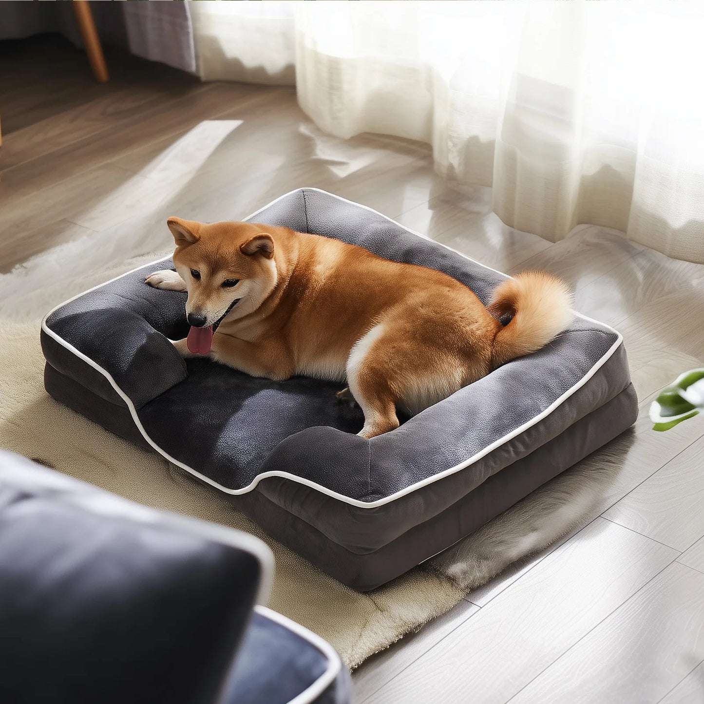 42 x 32 Inch Memory Foam Dog Bed XL Machine Washable Cover Pet Bed Anti-Slip Waterproof Memory Foam Couch Bed for Home Pet Indoor Dogs